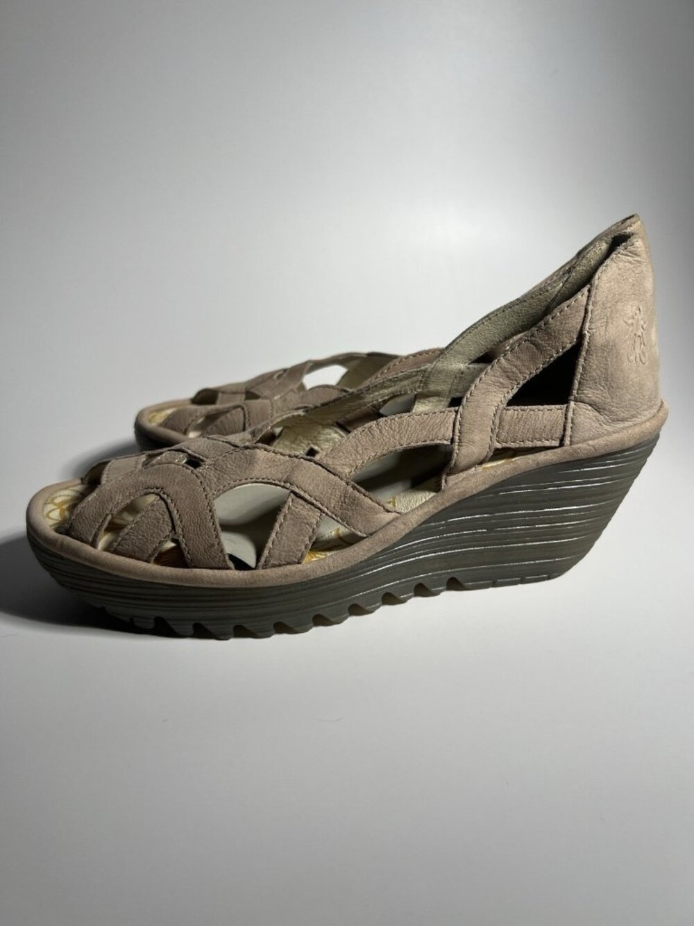 Fly London Yadi Leather Wedge Shoes Olive Green Women’s EU 38 US 7.5 - Picture 5 of 14